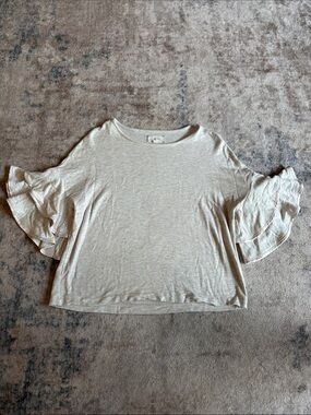 Lou & Grey Cream Ruffle Sleeve Short Sleeve Top